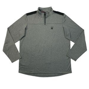 Spyder Active Sweatshirt Mens M Medium Graphite Quarter Zip Fleece Drop Cut Hem
